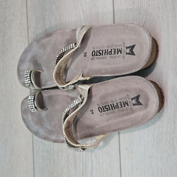 Mephisto Women Crysta Loop Toe l Beads Wedge Sandals shoes sz 39/9 - Picture 7 of 14